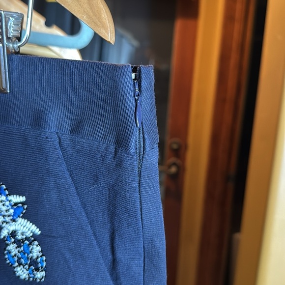 NWOT LOFT Blue High Waist Embroidered Beaded Pineapple Shorts Size 12 - Picture 6 of 9